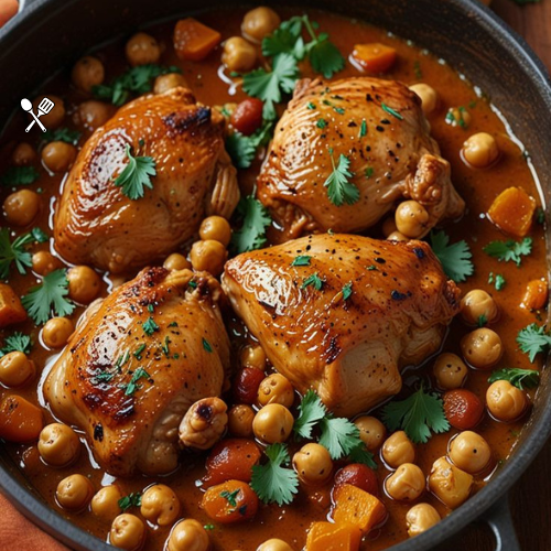 8 Receitas de Frango no Forno Irresistíveis Para Você Arrasar na Cozinha 13 Frango Marroquino com Especiarias e Grão-de-Bico