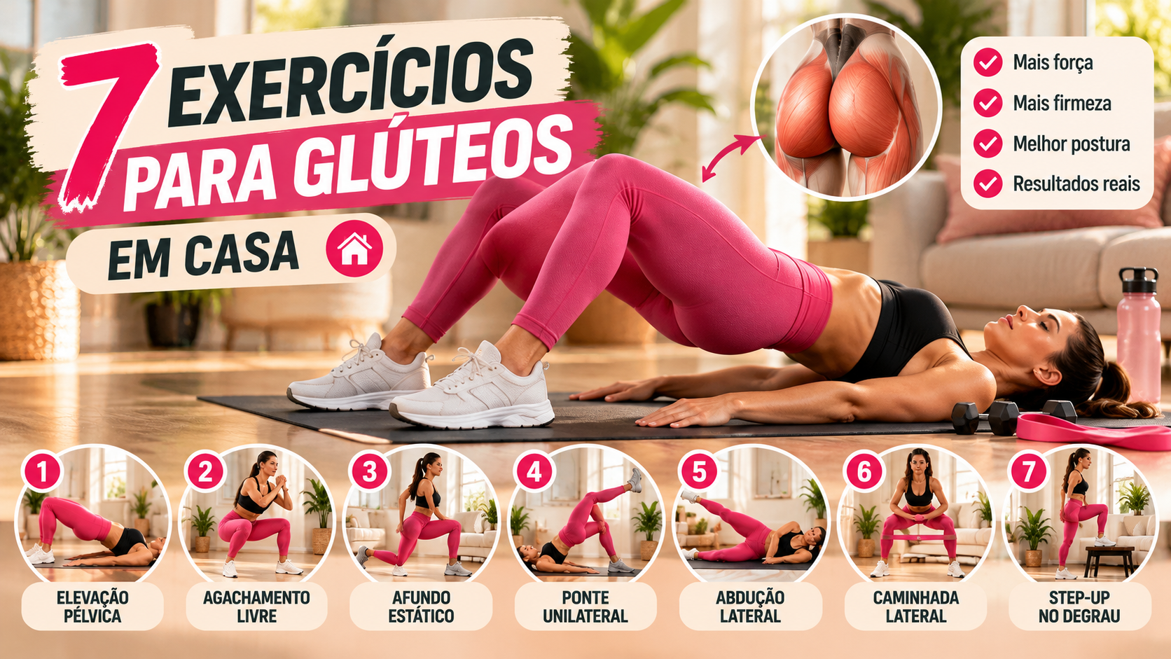 7 Exercícios para Glúteos em Casa: Guia Completo para Fortalecer e Montar Seu Treino 1 7 Exercícios para Glúteos